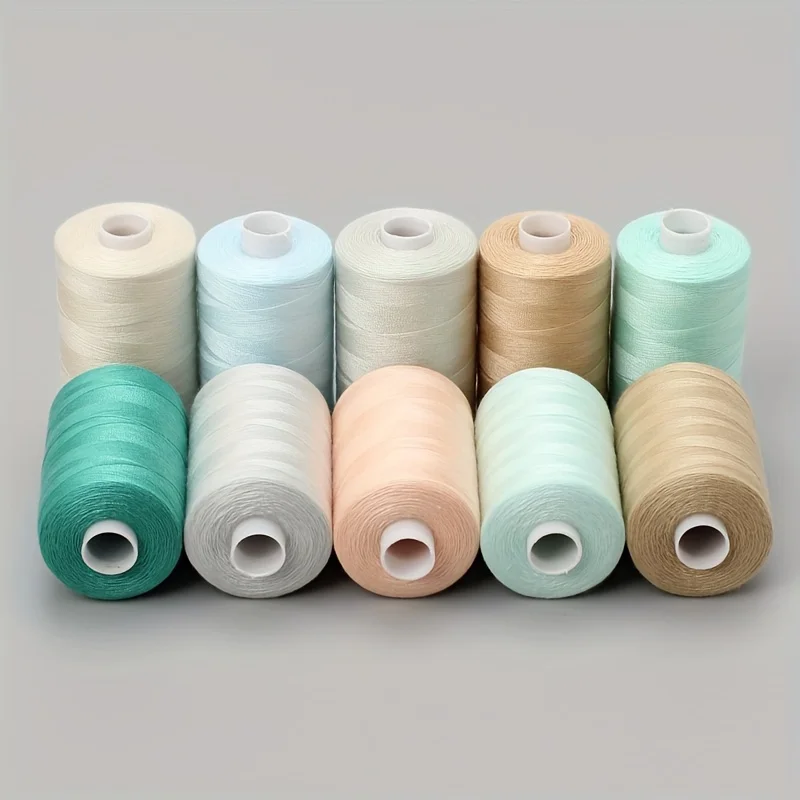 10 Spools Sewing Thread Light Color Sewing Industrial Purpose 1000 Yards Per Spool 40S/2 Polyester for DIY Sewing Machine