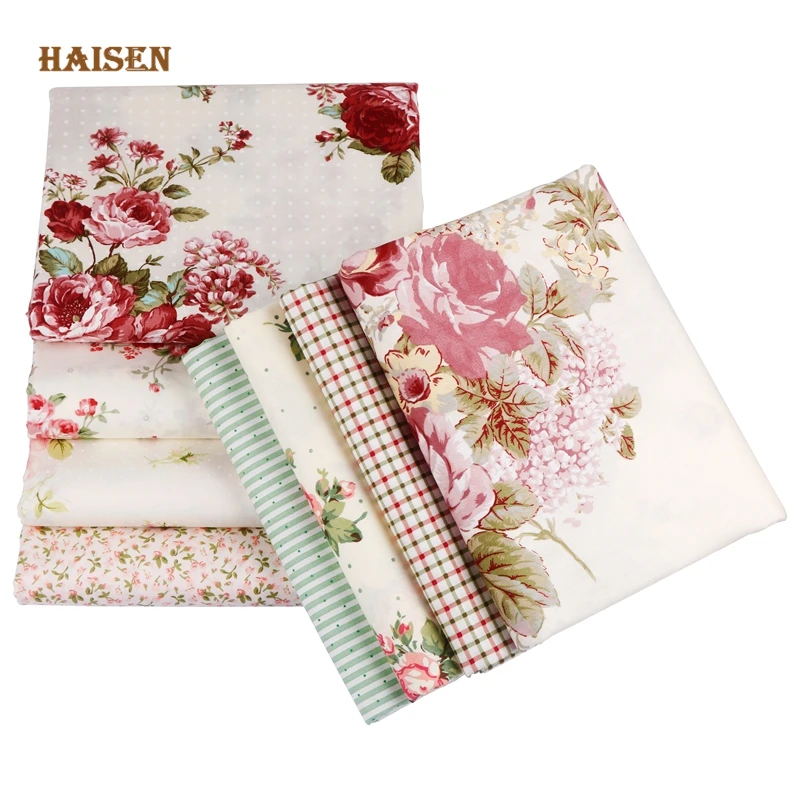 Printed Twill Cotton Fabric,For Quilting&Sewing Material Crafts Patchwork And DIY Calico Cloth,8pcs 40x50cm,Rose Flowers Set