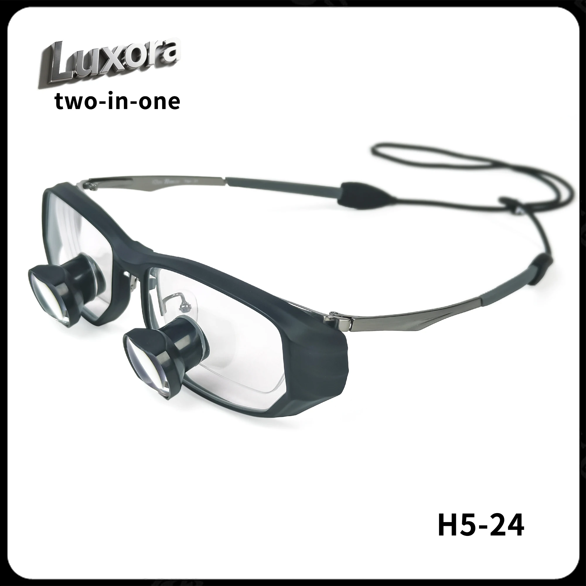 

LUXORA LOUPES H5-G24 Dental/Ophthalmic Removable Titanium-Frame Detachable Diopter Custom-fit Lightweight Surgical Loupes