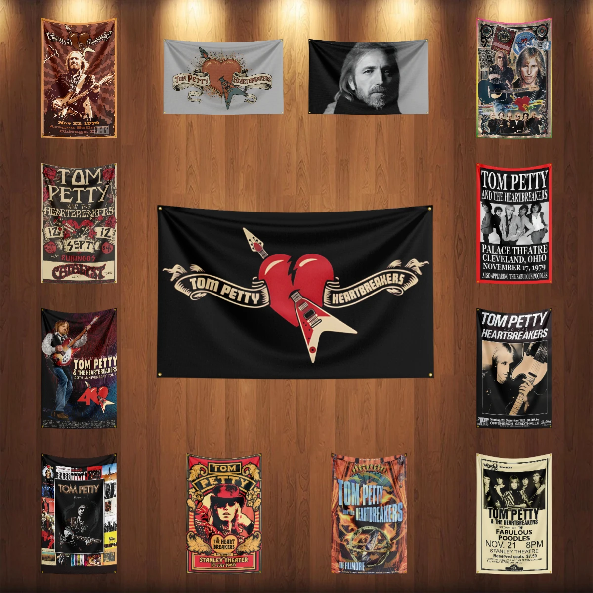 

90x150cm Vintage T-Tom-Petty-and-the-Heartbreakerss Band Flag Polyester Digital Printing Retro Banner For Decor