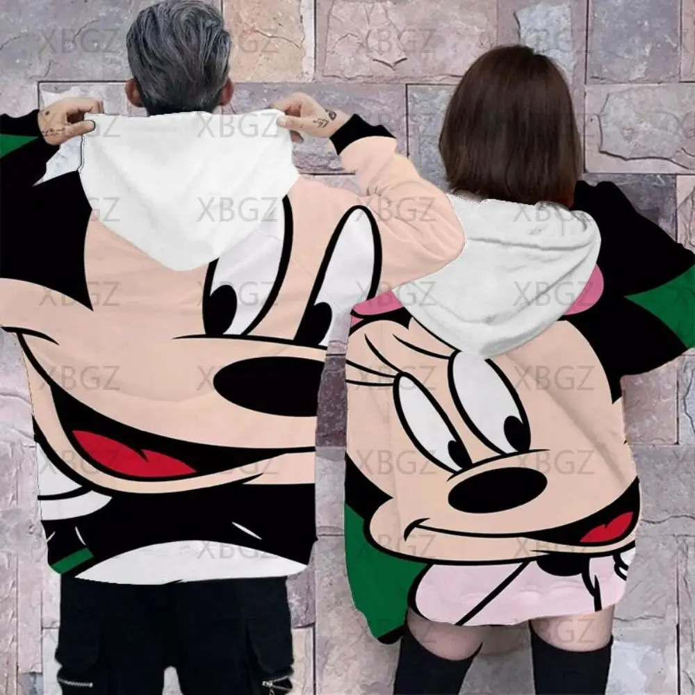 Disney-Sweats à capuche Minnie Mouse pour hommes et femmes, sweat-shirt pour femmes, vêtements pour femmes, haut pour couple, tenue Y2K, sweat à