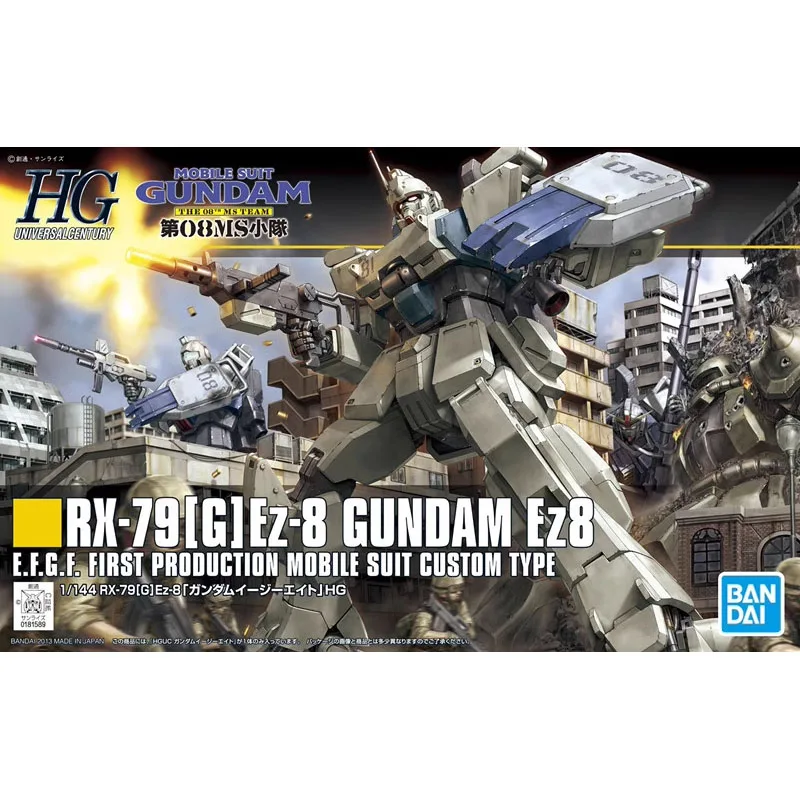 Bandai Gundam Model Kit HGUC 08TH MS TEAM RX-79[G] Ez-8 Gundam Ez8 Genuine Robot Model Anime Action Toy Figure Toys for Children