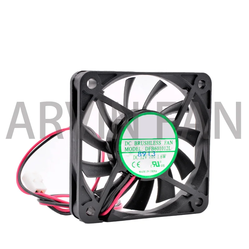 DFB601012L Ventilateur de Refroidissement, 6cm, 60mm, 60x60x10mm, DC12V, 1.6W, 2 Broches, 2 Roulements à Billes, Adapté au Chargeur de Châssis