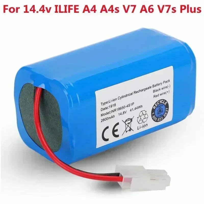 

NEW 14.4V 2600mAh Lithium Battery for ILIFE A4 A4s V7 A6 V7s Plus Robot Vacuum Cleaner ILife INR18650-M26-4S1P Battery Pack