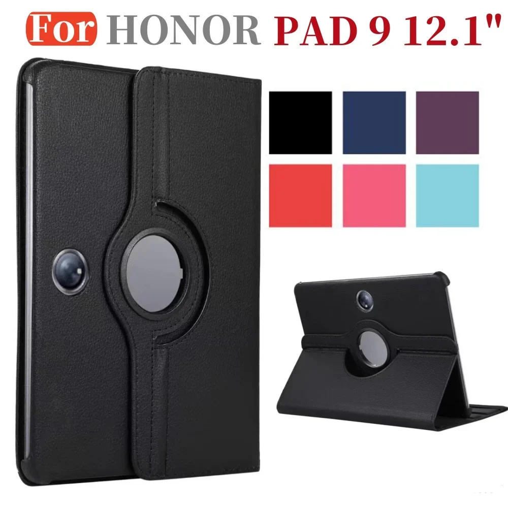 Étui rotatif à 360 degrés pour Huawei Honor Pad 9 12.1 pouces 2024, housse de support en cuir PU pour Honor Pad 9 HEY2-W09 HEY2-W19 funda