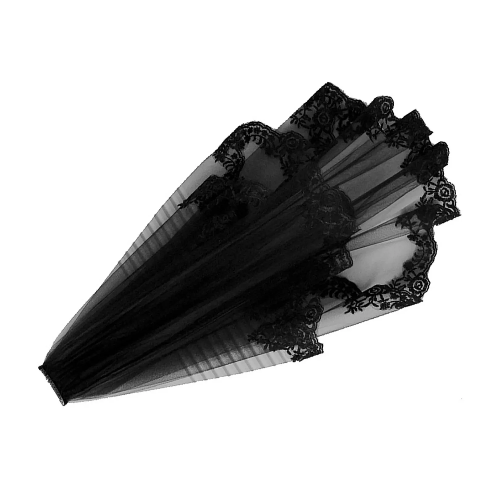 

Короткая черная женская вуаль из полиэстера, легко надевается, с гребнем для надежной фиксации, нежный кружевной узор, универсальна для Хэллоуина.