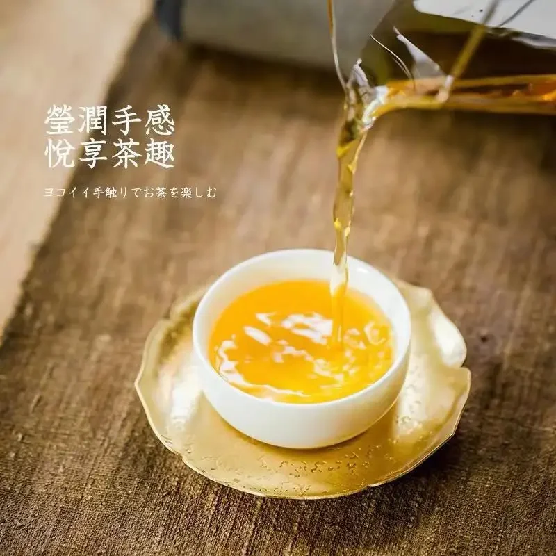 yesCopper Hammer Pattern Coaster Handmade Tea Cup Holder Heat Insulation Pad Japanese Tea Ceremony Kung Fu Tea Utensils Costers