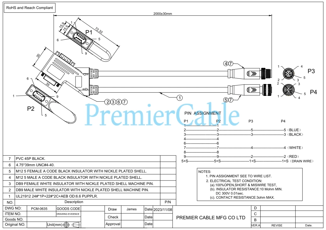 CAN-Bus CANopen PLC-Adapter 35 ° DB9 zu M12 A-Code 5-Pin-Kabel für Gateway zu Feldbus, kompatibel mit SUBCON-PLUS-CAN/35/PG/M12 – Detail 1