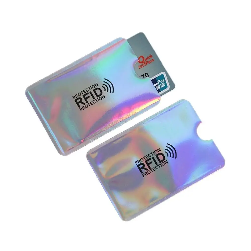 Tarjetero Anti RFID de aluminio, 10 piezas, lector antirrobo, caja de tarjeta de identificación, estuche de bloqueo NFC ligero plateado