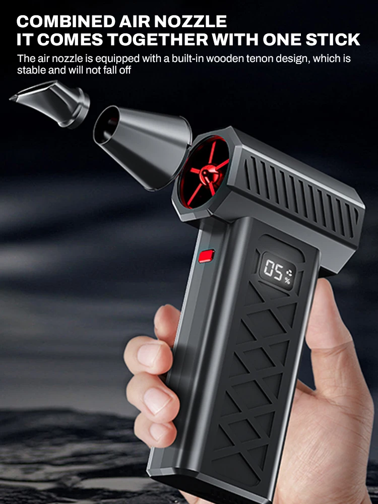 Violent Fan 600000RPM Powerful Air Blower Turbo Fan with LED Display& Lighting Dust Cleaner 6 Speeds Brushless Turbo Jet Blower