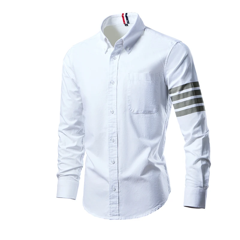 Brand Clothing Male Spring Autumn New Men Shirt Long Sleeve Soft Pure Cotton Pockets Tops Male Turn-down Collar Button Up Shirt