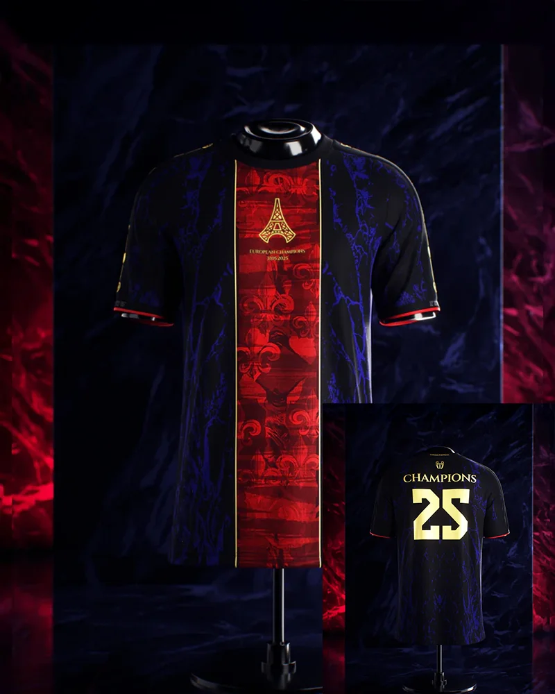 2025 رجل PSG خاص قصير الأكمام التدريب زي كرة القدم قميص كرة القدم موتو الباريزيون أبطال أوروبا جيرسي المحملة القمم