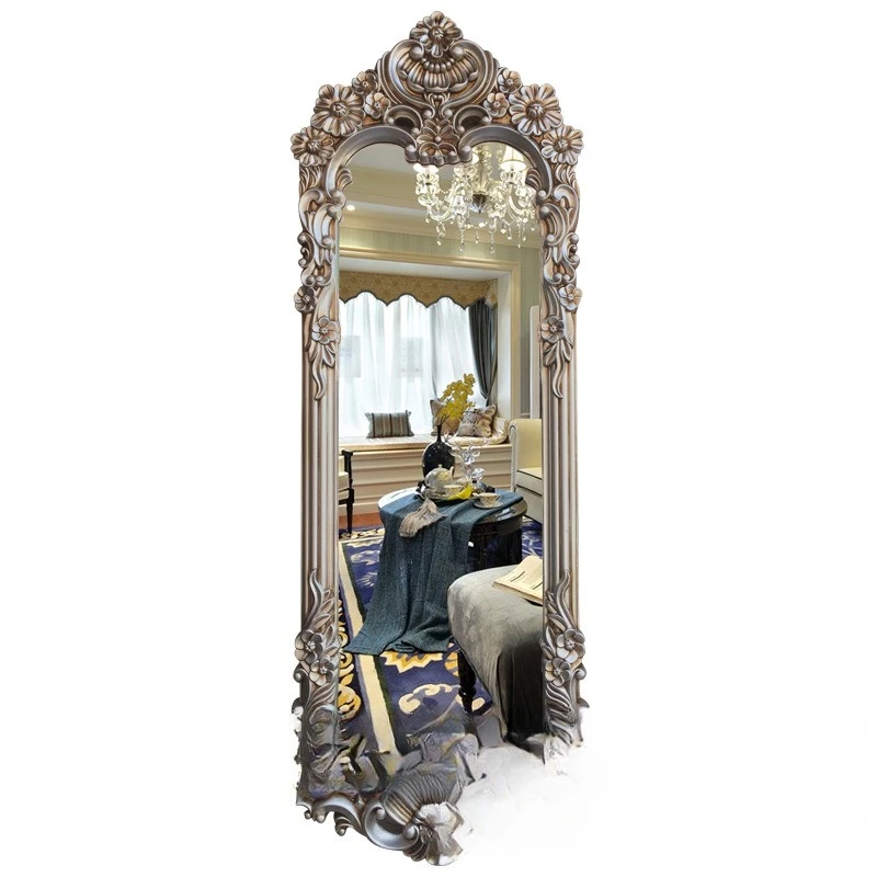 

European American retro carved full-length mirror clothing store full-body fitting porch decorative large hanging