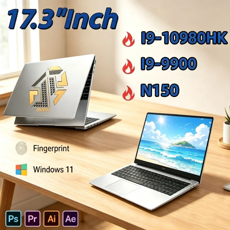 Graceful 17.3 Inch Laptop Intel I9‑10980HK&I9‑9900&N150 Windows 11 32GB M.2 2TB SSD Ultrabook Computer Portable PC Office
