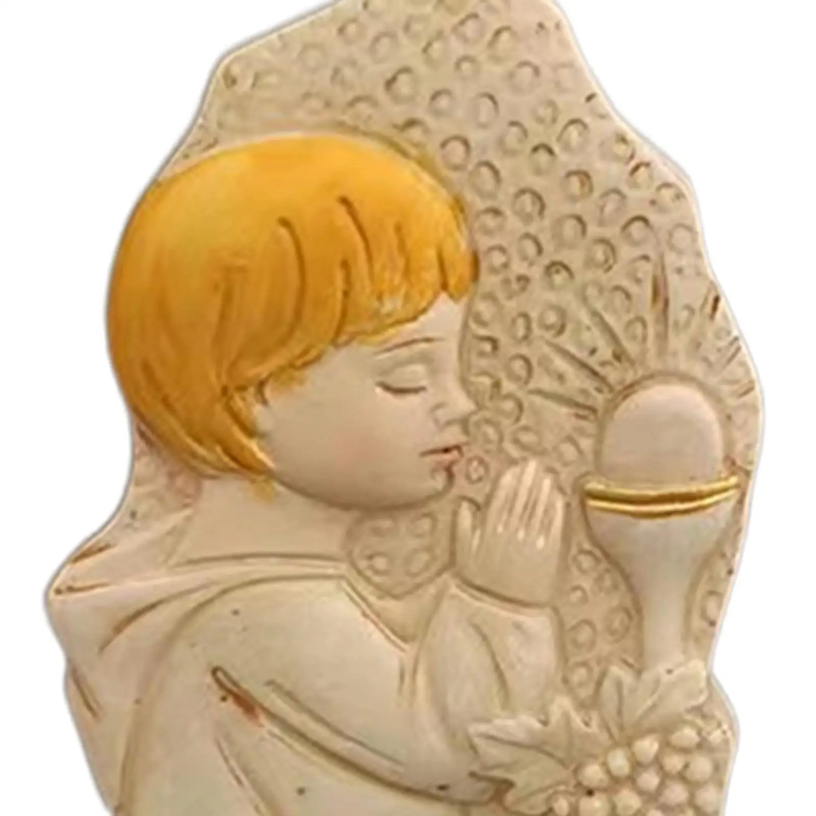 Resin Catholic Prayer Figurine Hand Painted Memorial Sculpture for Table Desk Shelf Decor Ornament Religious Statue Gift for