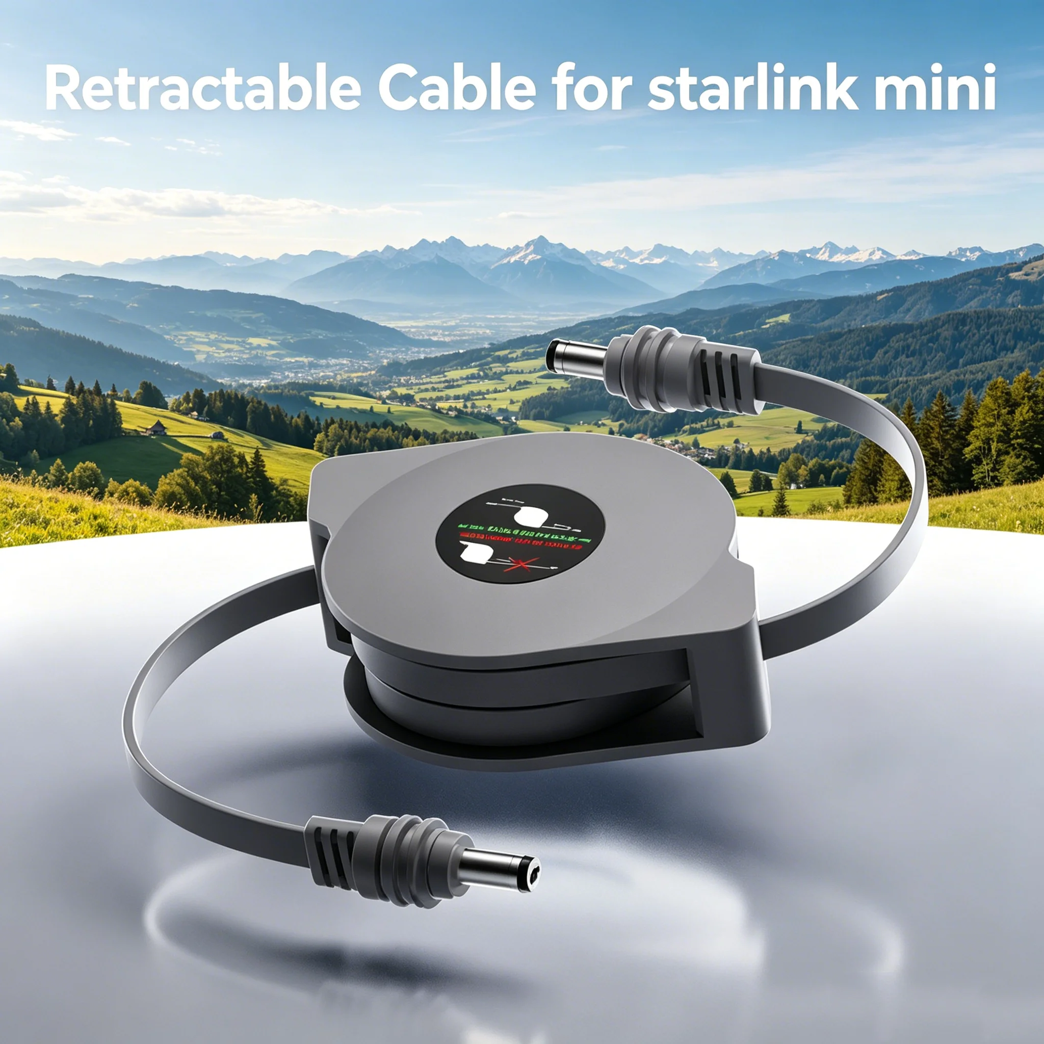 Retractable Cable for Starlink Mini with 300cm Stretch Flexible Charging Smooth Retraction for Roof Indoor Vehicle Camping