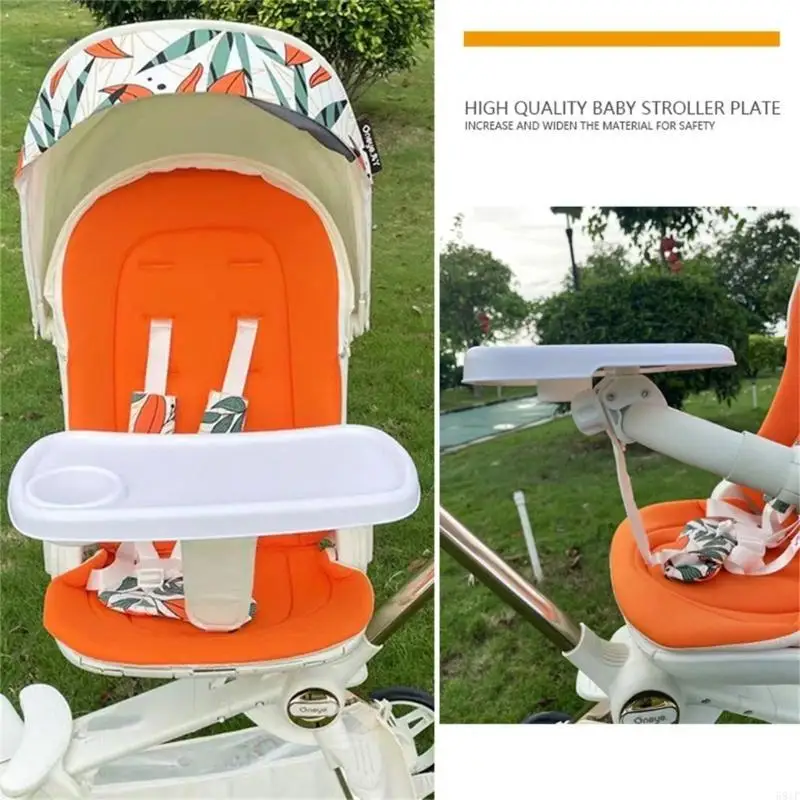 581F Cochecito, cena, plato, portavasos para cochecito, bandeja para aperitivos, accesorio para recoger