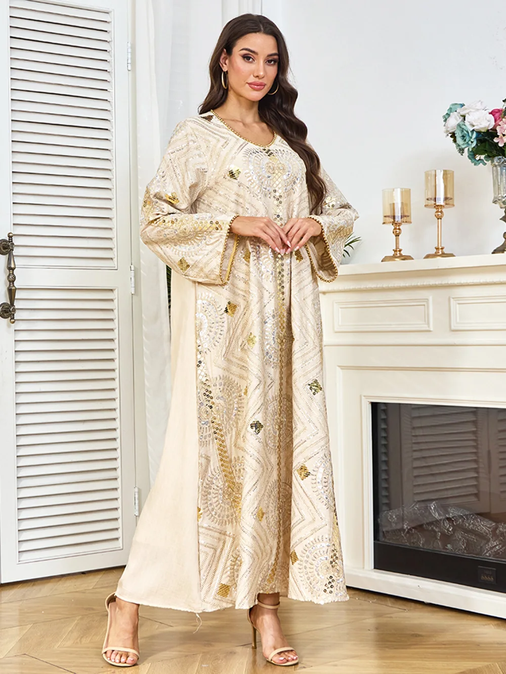 

Eid Abaya women dress Muslim Jalabiya sequins Vestidos Largos Party caftan Ramadan Long Dresses dubai Kaftan Arab Robe 2025