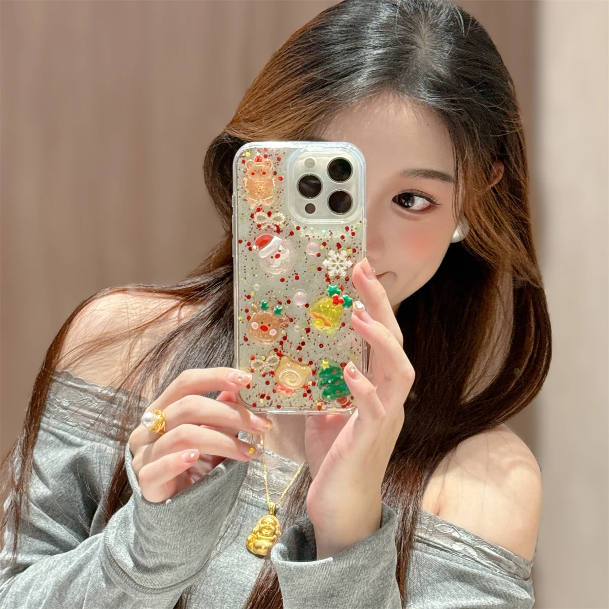 لطيف شفاء ثلاثية الأبعاد عيد الميلاد سعيد قطرة الغراء قضية الهاتف آيفون 17 16 15 14 13 12 11 برو ماكس زائد Y2K الكرتون الأحمر الإبداعية غطاء #4