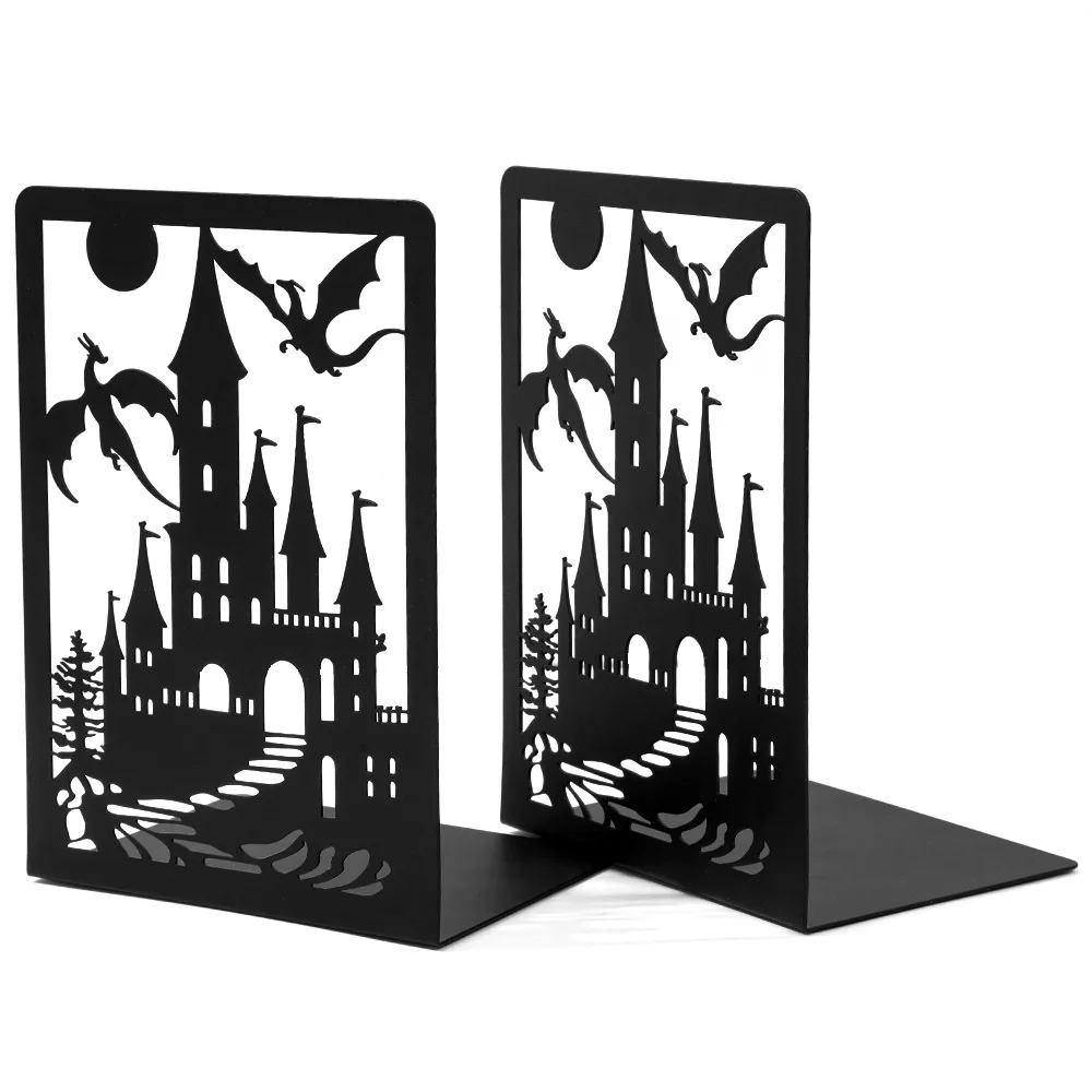 2Pcs Black Musical Notes Openwork Pattern Design Desktop Book Ends Office Desktop Home Bookends Gift For Book Loves Book Rack