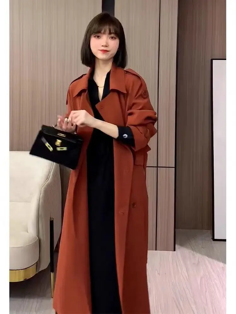 High End Temperament This Year's Popular Mid to Long Length New Red Windbreaker College Style Fashionable High-end Jacket