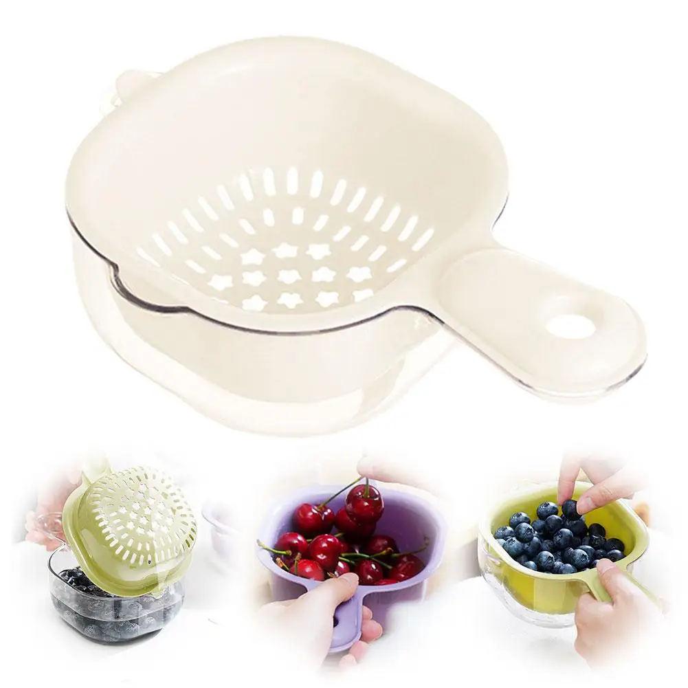 Versatile Drainage Basket Kitchen Sink Vegetable Basin Rice Washing Dopamine Colander Cute Fruit Duck-billed Handle Kitchen I6H8