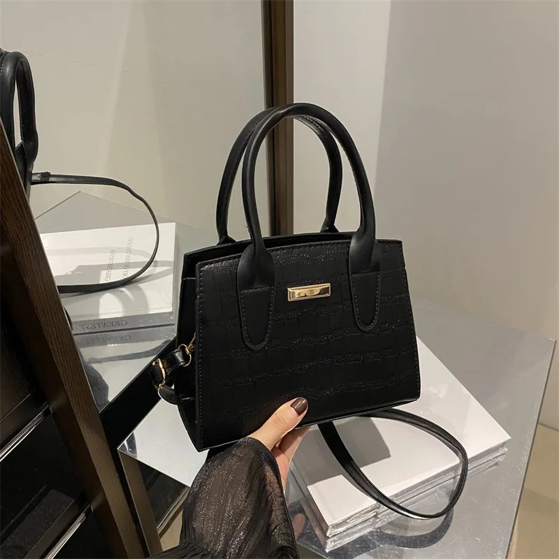 Stylish simple retro stone pattern handbag versatile high texture messenger bag commuter to work