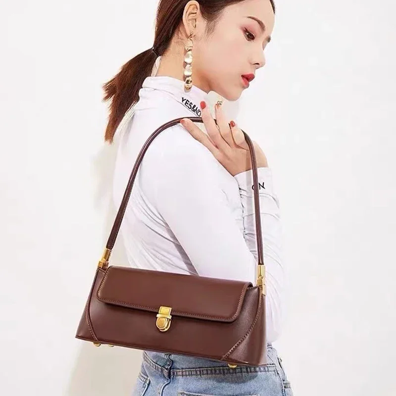 

Ladies Retro Cowhide Crossbody Underarm Bag Women's Cow Split Leather Handbags Female Fashion Luxury Design Shoulder Bags Lady