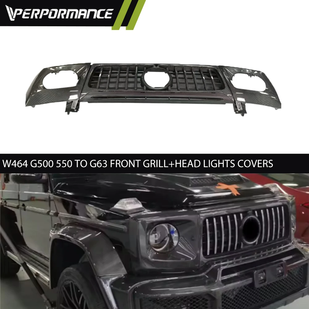 

2020y G Class W464 G500 550 Upgrade To G63 Front Grille Head Light Covers Exterior Dry Carbon Auto Parts Facelift Car Accessory