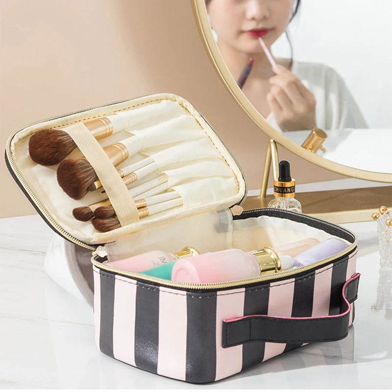 

Leather Waterproof Dustproof Makeup Bag Multifunction Cosmetics Make Up Tool Lipstick Storage Case Fashion Portable Cosmetic Bag