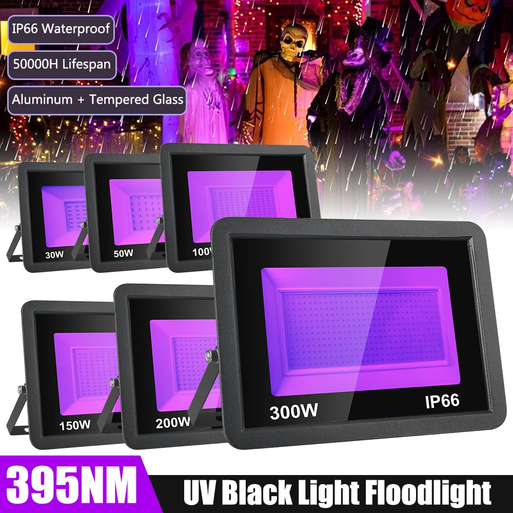 30W UV 395nm Black Light,Ultravilet Flood Light Halloween Xmas Glow Party Fluorescent Poster Stage Disco Dance Aquarium Decor