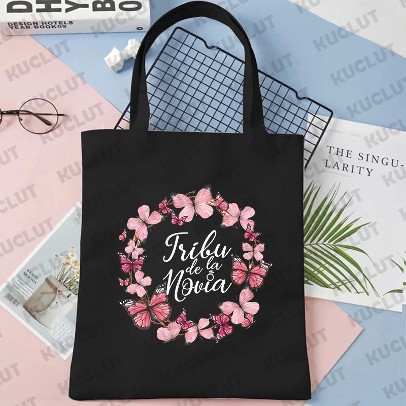 Bolsas de compras de ombro para mulheres, Bachelorette Hen Party, Sacola de casamento nupcial, Spanish Girl Team, Bride Squad, Single Farewell Canvas