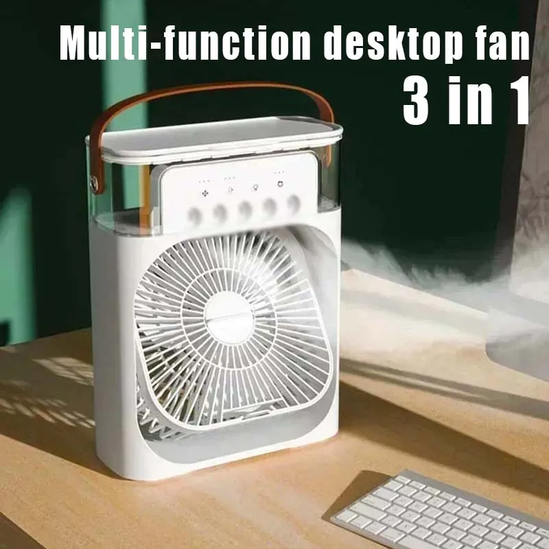 XIAOMI-ventilador portátil 3 en 1, humidificador con ajuste de aire, luz LED, aire acondicionado recargable por USB para el hogar, ventiladores hidratantes para oficina