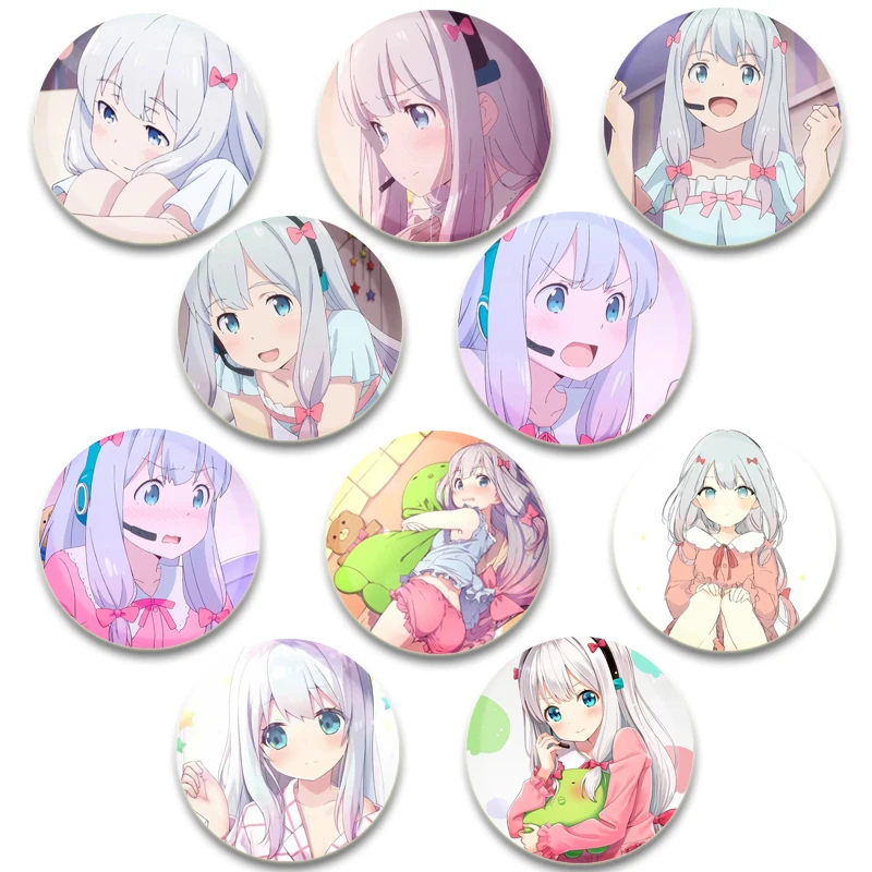 

Anime Eromanga Sensei Funny Pin Handmade Tinplate Badge Round Creative Brooches for Backpack Jewelry Accessories Handmade Gift