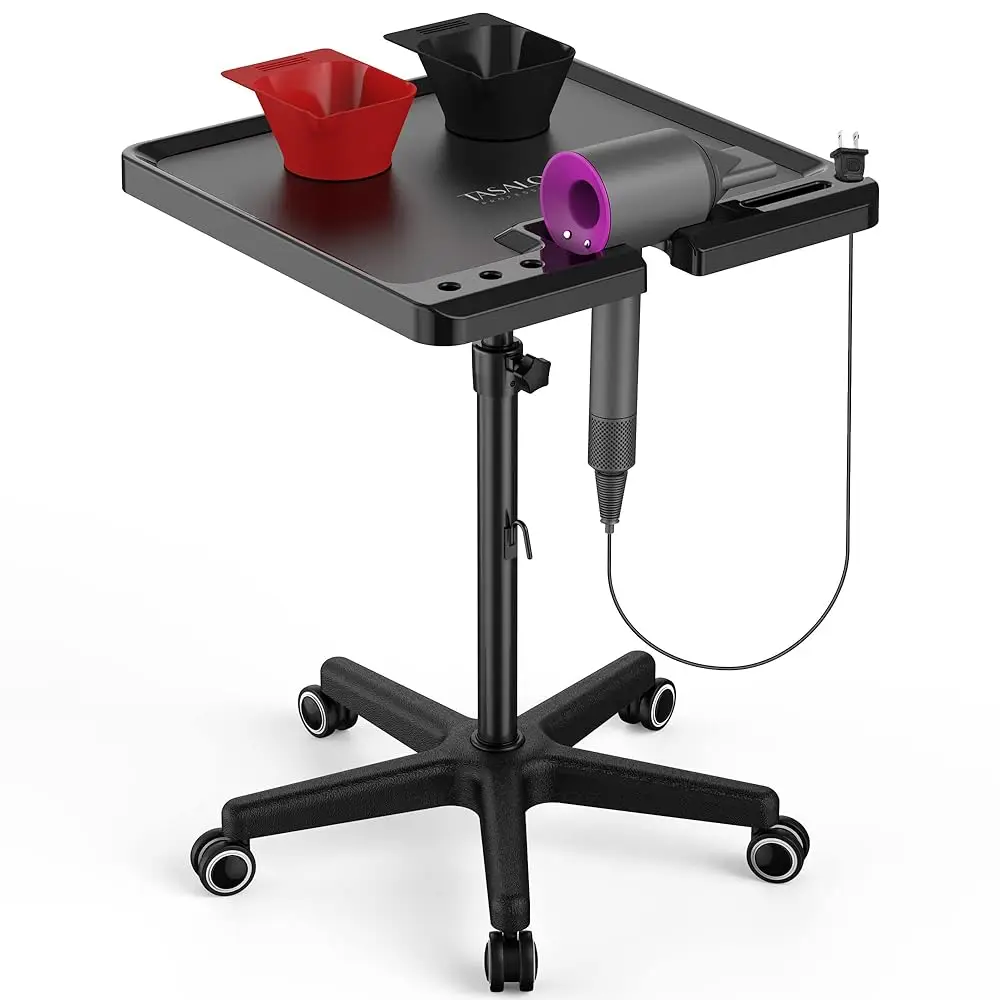 

Ultimate Salon Tray On Wheels,Tray Cart With 2 Magnetic Bowls Irony Tattoo Table Station Rolling Tray With Hair Stickl