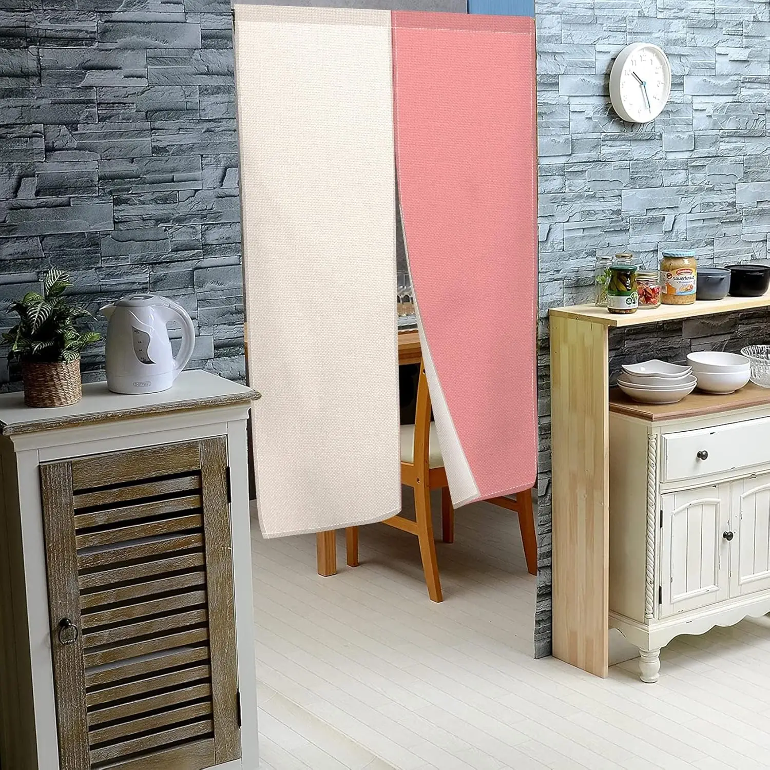 Japanese Noren Doorway Curtain Japanese Door Curtain Window Treatment Solid Pink Shrimp White Printed Door Tapestry for Privacy
