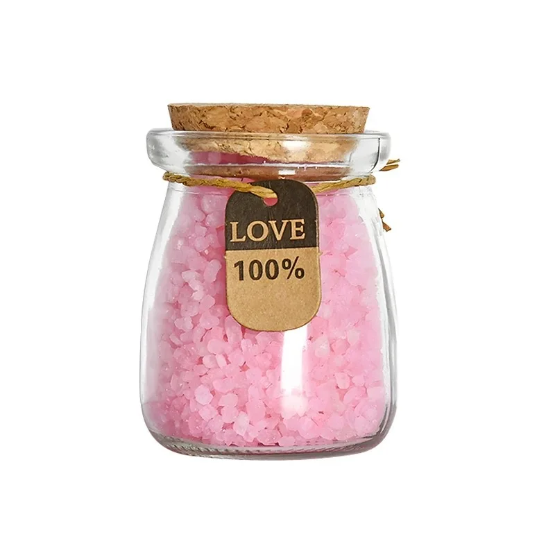 Bath Salt Gift Set 110g x 3pcs, Essential Oil Salt Granules with Dried Flowers, Moisturizing & Aromatic Spa Experience