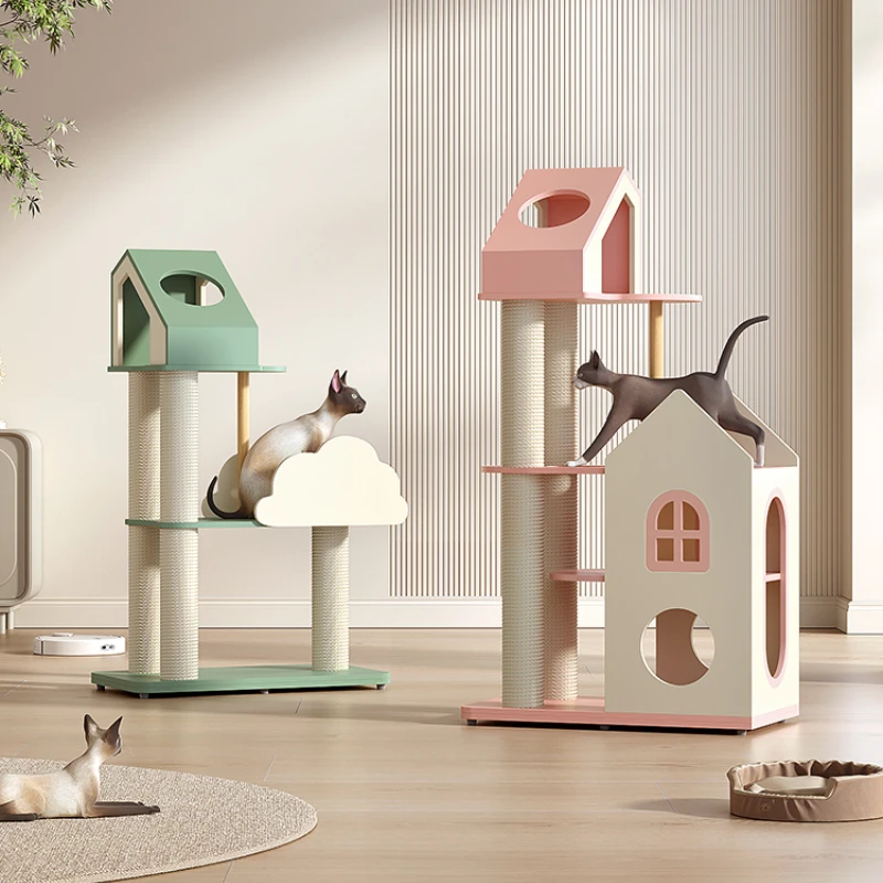 

Cat climbing frame household space capsule cat nest integrated observation platform solid wood cat jumping platform ladder