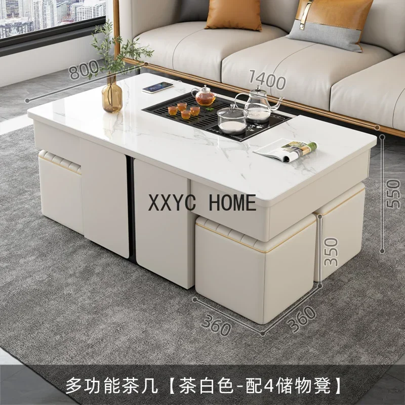 

Многофункциональный журнальный столик для дома, умный чайный столик с электроподъемным механизмом, интегрированный, в скандинавском стиле, с каменной столешницей, класса люкс