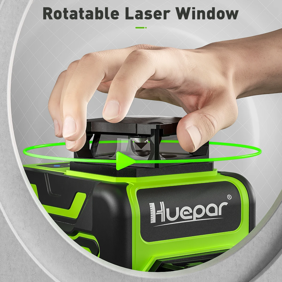 Huepar 12 Lines Green Laser Level Germany Osram Cross Line 360°  Self-Leveling Rotatable Laser Window with Type-C Li-ion Battery