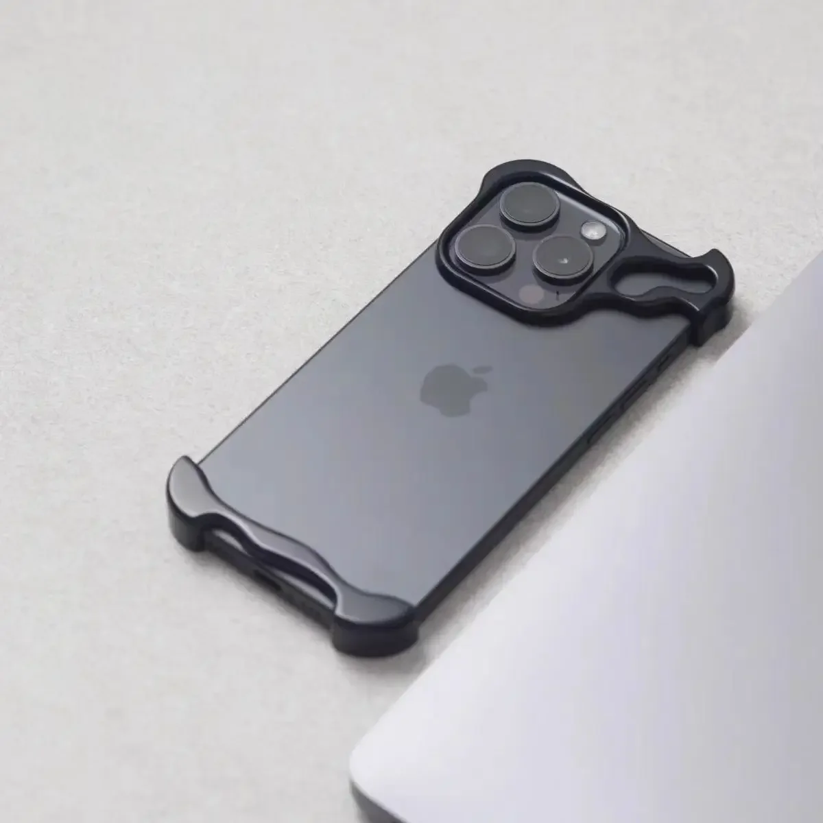 Luxury Irregular Aluminum Alloy Bumper Phone Case IPhone 16e 14 15Pro Max with Lens Film Protection Bare Metal Shockproof Cover