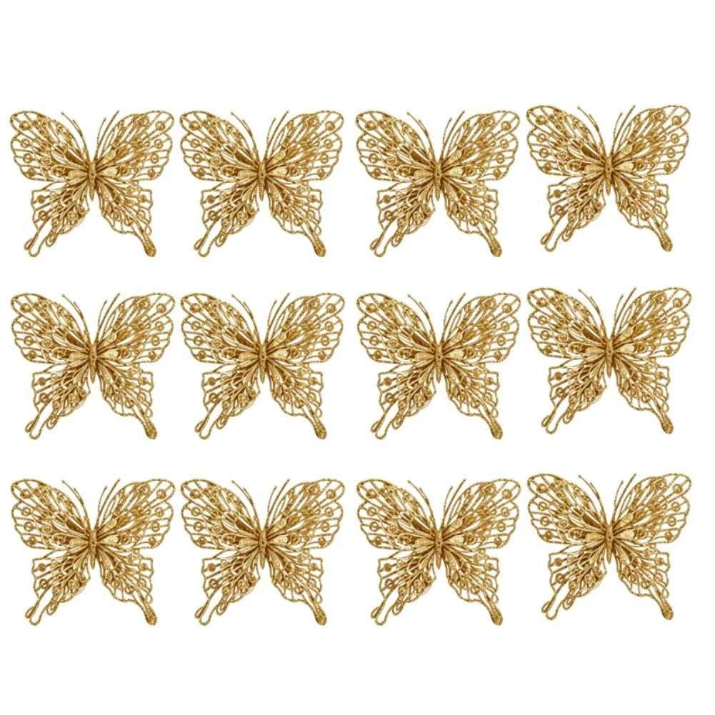 Festive Butterfly Decor Set: 12 Christmas Tree Decoration For Home  Hanging Ornaments Glitter Butterfly Decoration