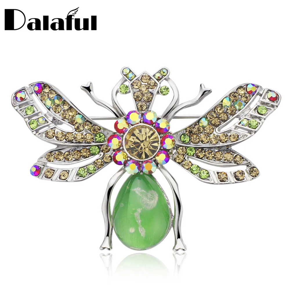 Dalaful Exquisite Cute Animal Bee Brooches for Women Man Multicolor Lapel Pin Collar Tips Insects Hijab Pins Z035