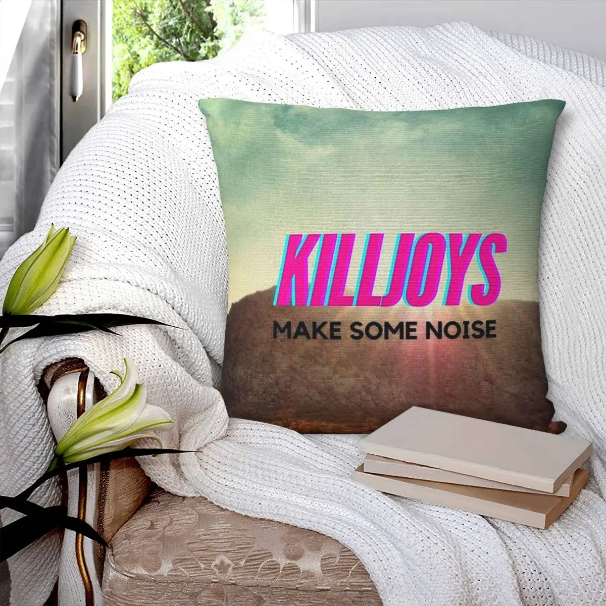 Killjoys Make Some Noise Square Pillowcase Pillow Cover Polyester Cushion Zip Decorative Comfort Throw Pillow for Home Car