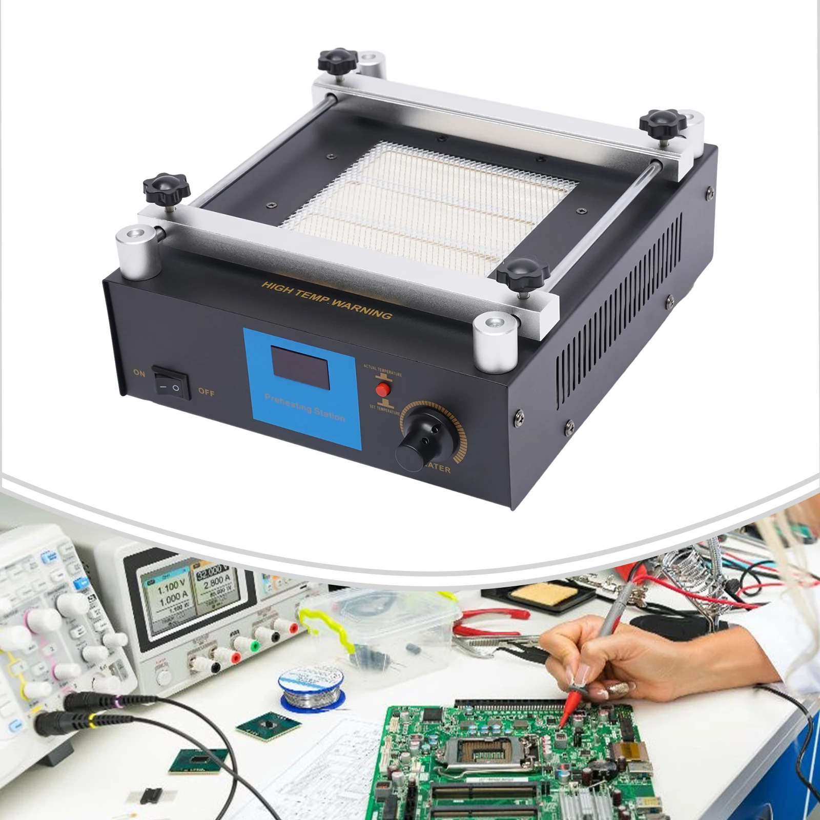 

Инфракрасная паяльная станция 450 Вт 853A, 110 В, вилка стандарта США, с контролем температуры 50-400°C ℃ Светодиодный дисплей для ремонта печатных плат, пайки и демонтажа