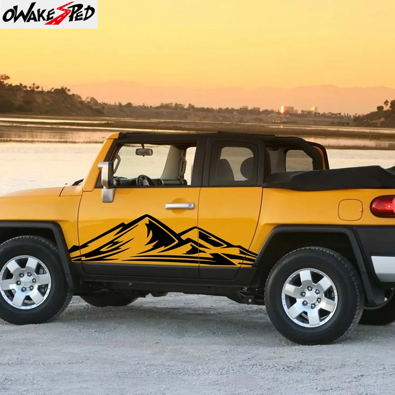 

Автомобильный Стайлинг для-Toyota FJ CRUISER 2007-2019, наклейка на боковую дверь, графические полосы в виде гор, Виниловая наклейка «сделай сам», декоративная наклейка для кузова автомобиля