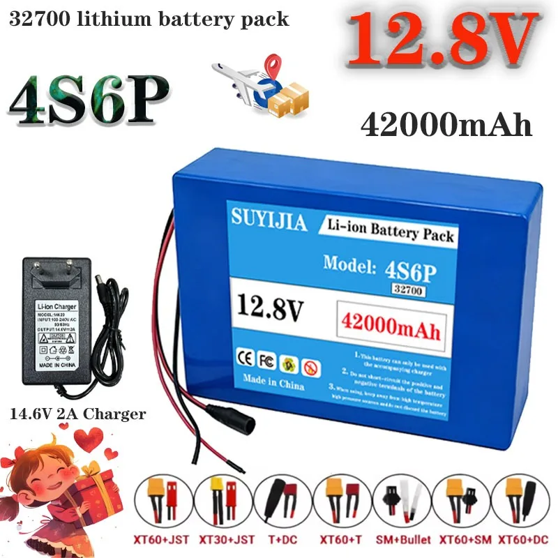 

2026 12.8V 42000Ah LifePo4 battery pack 32700 4S6P 42AH built-in 40A balanced BMS backup battery 12V power supply