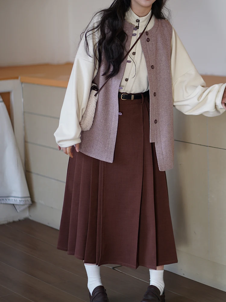 

Daily Wear Hanfu Sweater oulder Hole Design Woolen Coat Fem Spring Autumn Winter Faion Traditional Chinese Costume