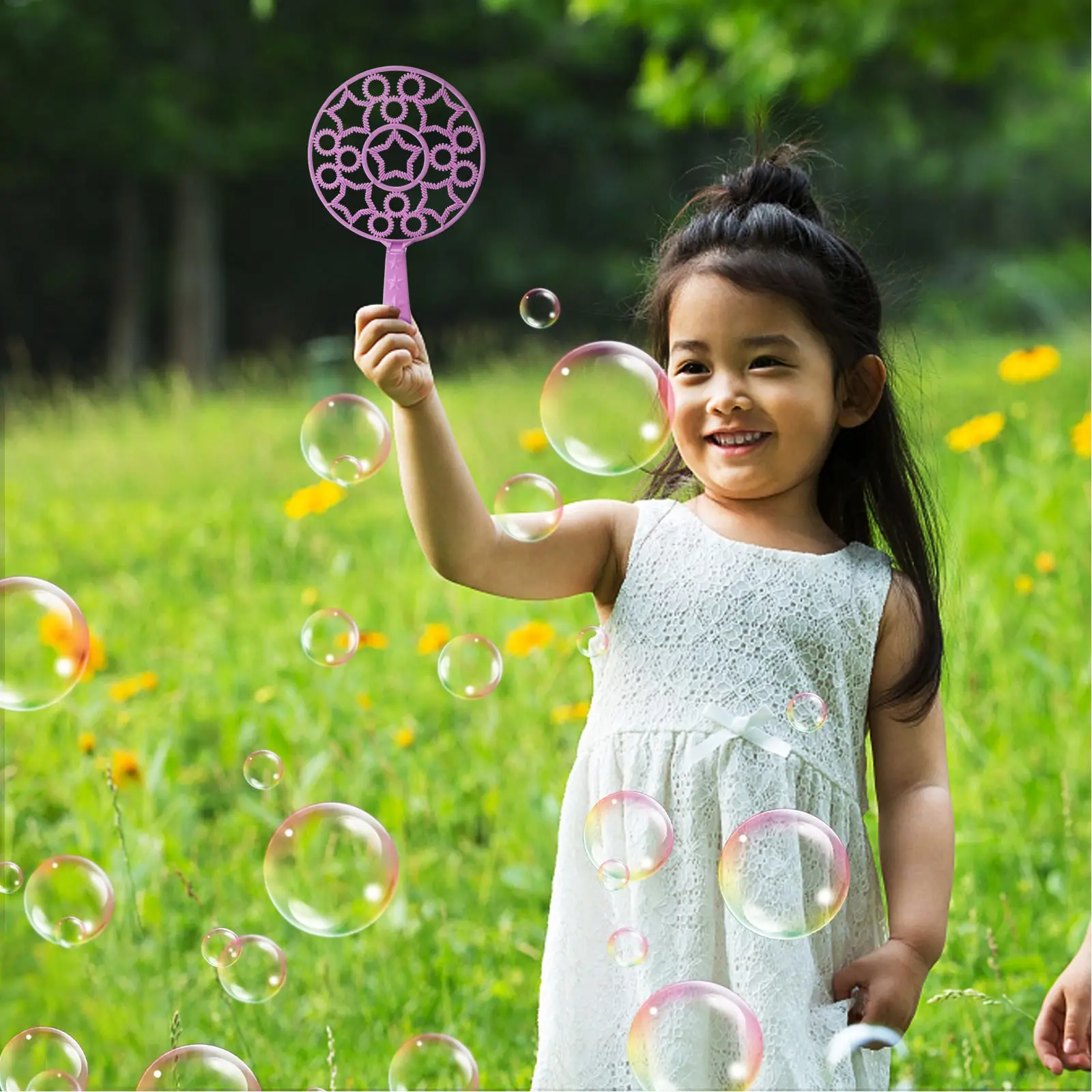 20/26pcs Children Big Bubble Wand with Tray Kids Summer Outdoor Playtime Toys Fancy Bubble Circle Prop Party Favors Random Color