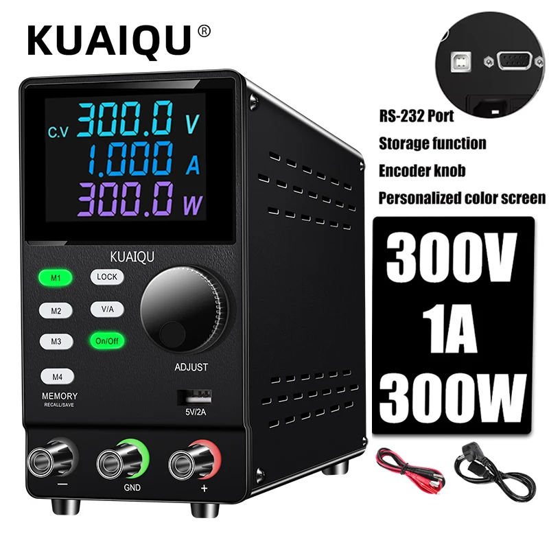 KUAIQU 300V 200V 30V 10A/1A Programmable Laboratory DC Power Supply RS232/USB Communication Interface Edit Stored Data Bench